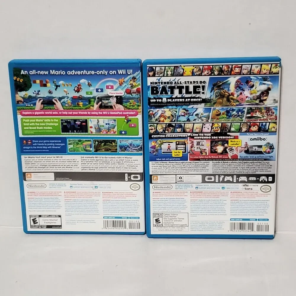 Nintendo Wii U 2x Game LOT Super Mario Bros U, Super Smash Bros Working Tested
